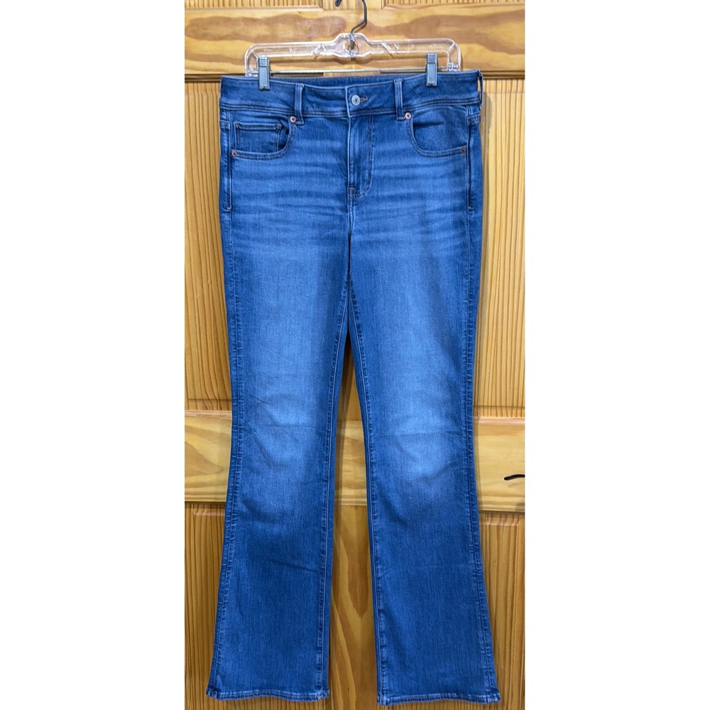 American Eagle Kick Boot Jeans Women's 12 X-Long NWT Blue Stretch Bootcut 35"